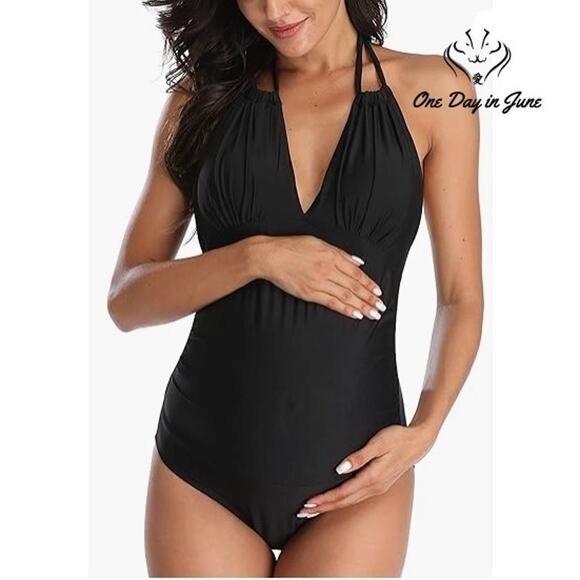East Elegant V Neck Maternity One Piece Swimsuit Size L - Picture 1 of 7